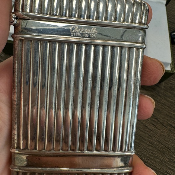 925 Sterling silver Christofle Paris vintage ribbed solid card holder - Picture 7 of 15
